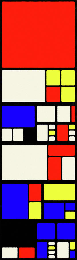 Piet Mondrian Color Combination No 33, Oil Painting By Ahmet Asar, Oil Painting By Ahmet Asar V2 Digital Art