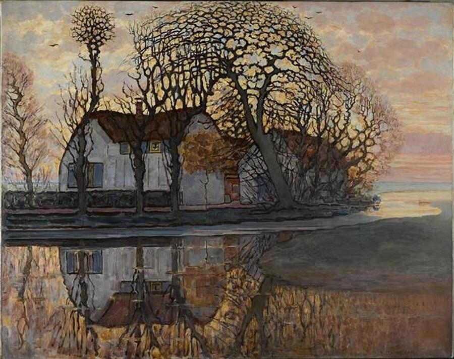 Piet Mondrian - Farm Near Duivendrecht, in the Evening Painting by Les Classics