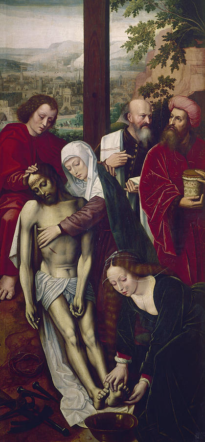 Pieta, hacia 1528, Oil on panel, 124 x 60 cm, P01927. AMBROSIUS BENSON -1484-1550-. VIRGIN MARY. Painting by Ambrosius Benson -1484-1550- Pieta, hacia 1528, Oil on panel, 124 x 60 cm, P01927. AMBROSIUS BENSON -1484-1550-. VIRGIN MARY. Painting by Ambrosius Benson -1484-1550-