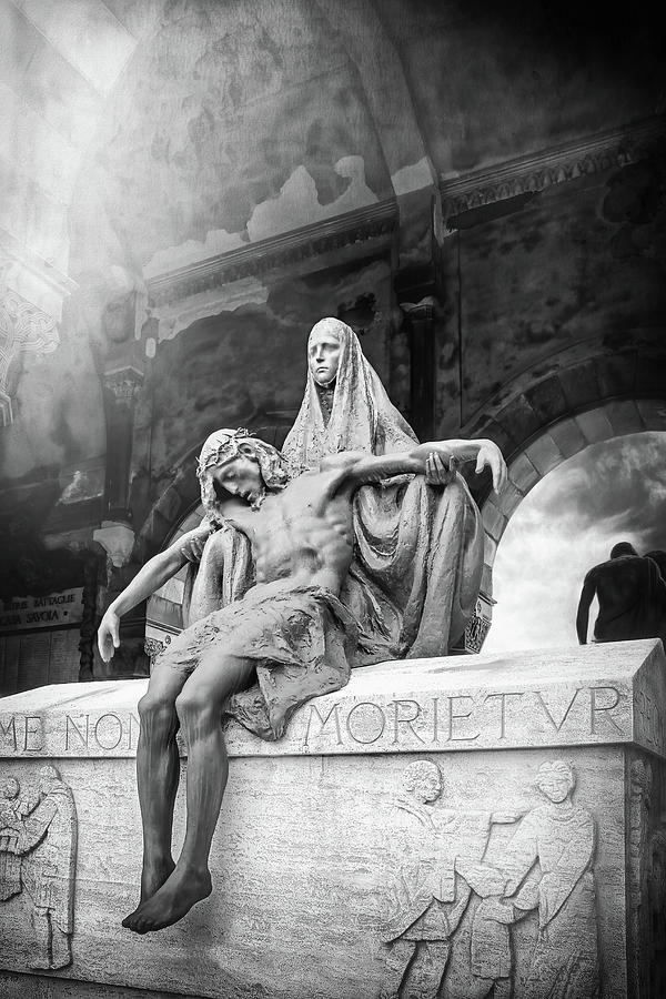Pieta Monumental Cemetery Milan Italy Black and White  Photograph by Carol Japp