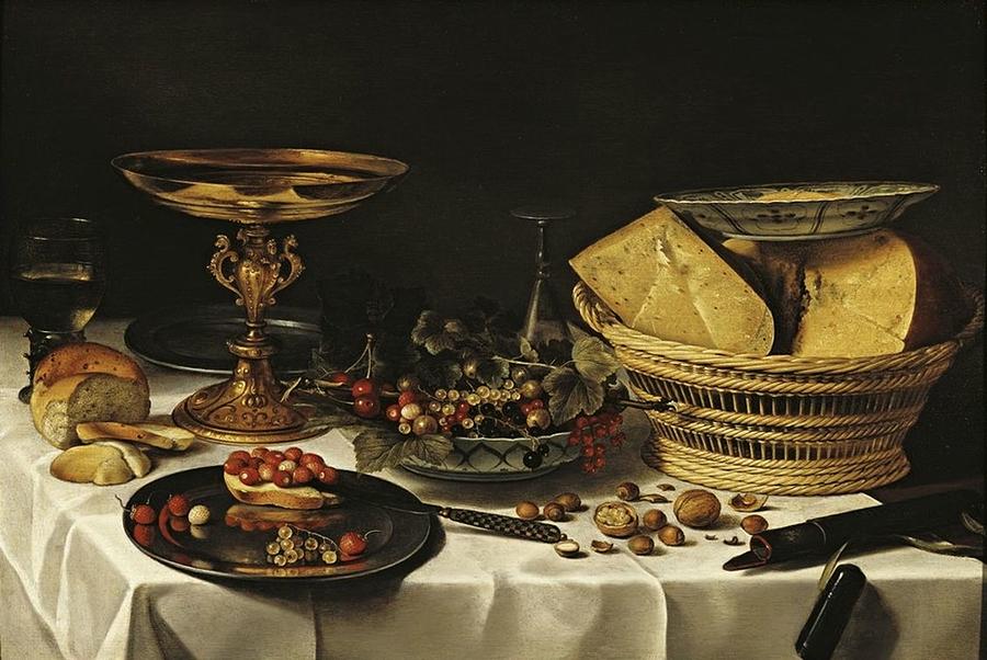 Pieter Claesz. - Breakfast Piece with a Tazza, Fruit, and Cheese in a ...