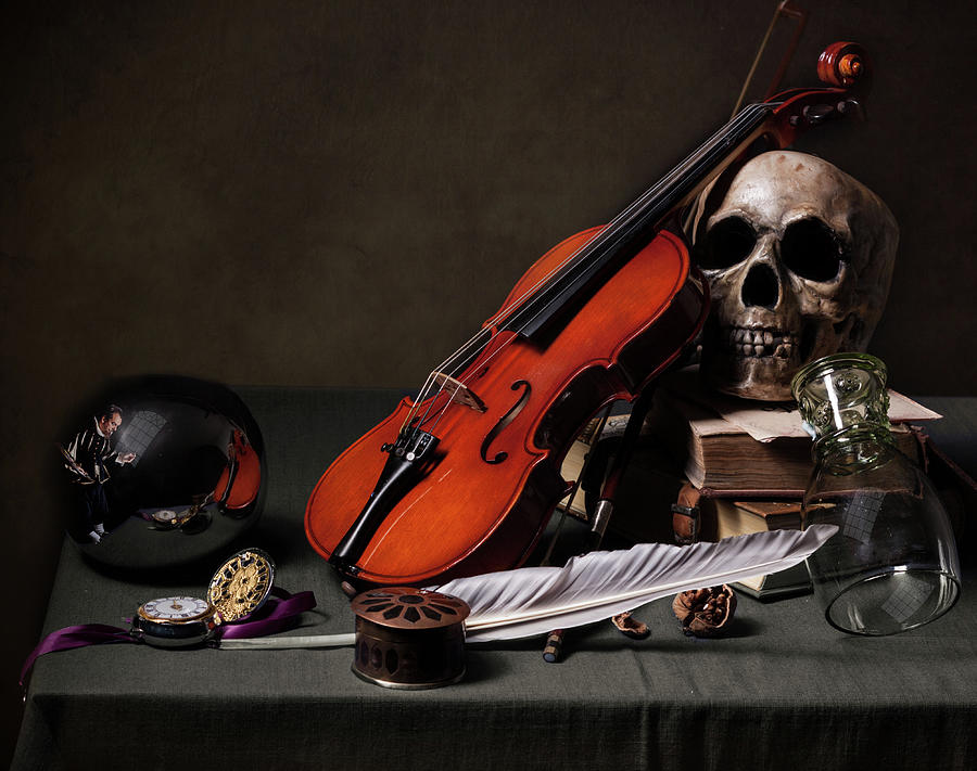 Pieter Claesz - Vanitas Still Life with Violin and Glass Ball - 1628 Photograph by Levin Rodriguez
