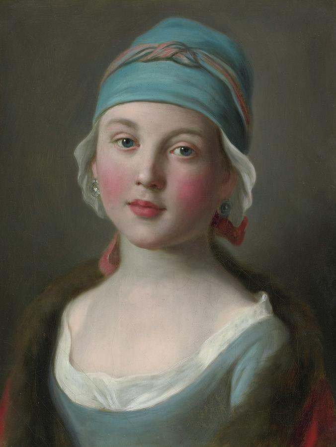 Pietro Antonio Rotari  Portrait Of A Russian Girl In A Blue Dress By Padre Martini Painting