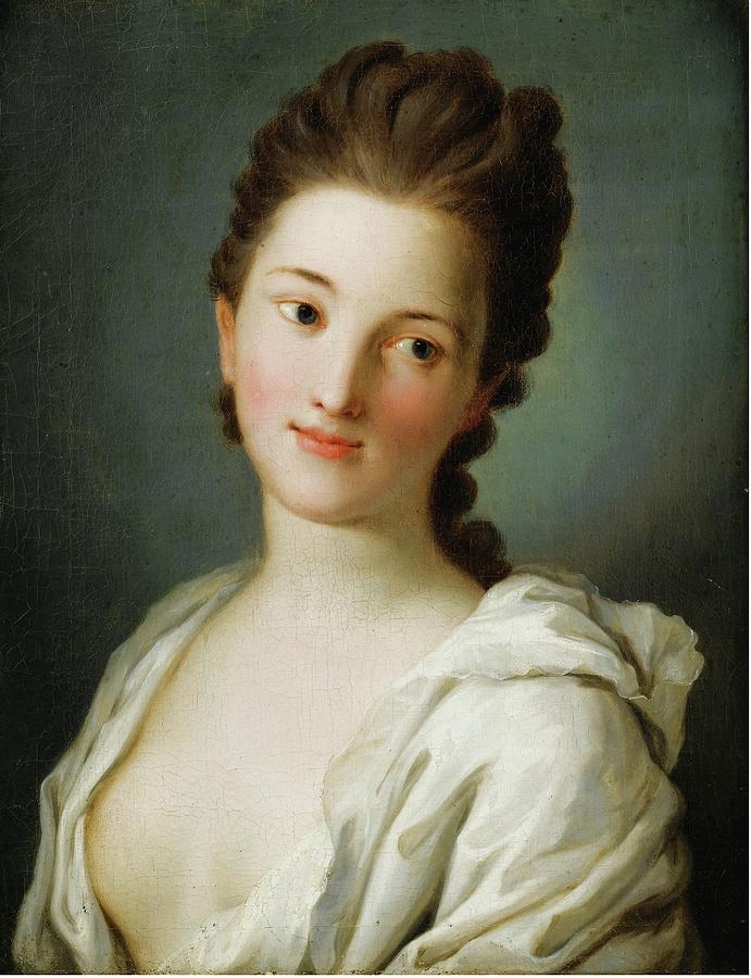Pietro Antonio Rotari Verona 1707  1762 St Petersburg Portrait Of Woman In White Garment Painting