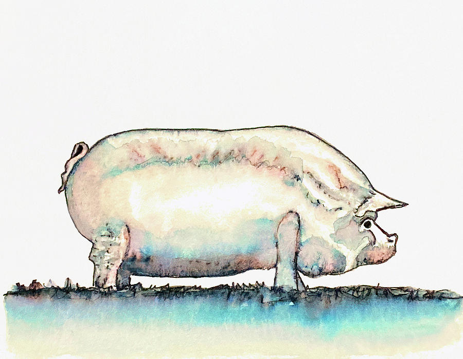 Barnyard Pig Painting by Deborah League