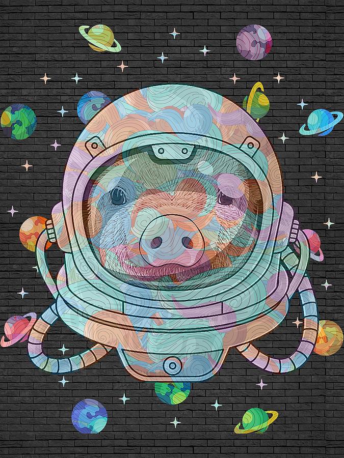 Pig Astronaut Farm Animal Deep In Space Cosmic Universe Digital Art by ...