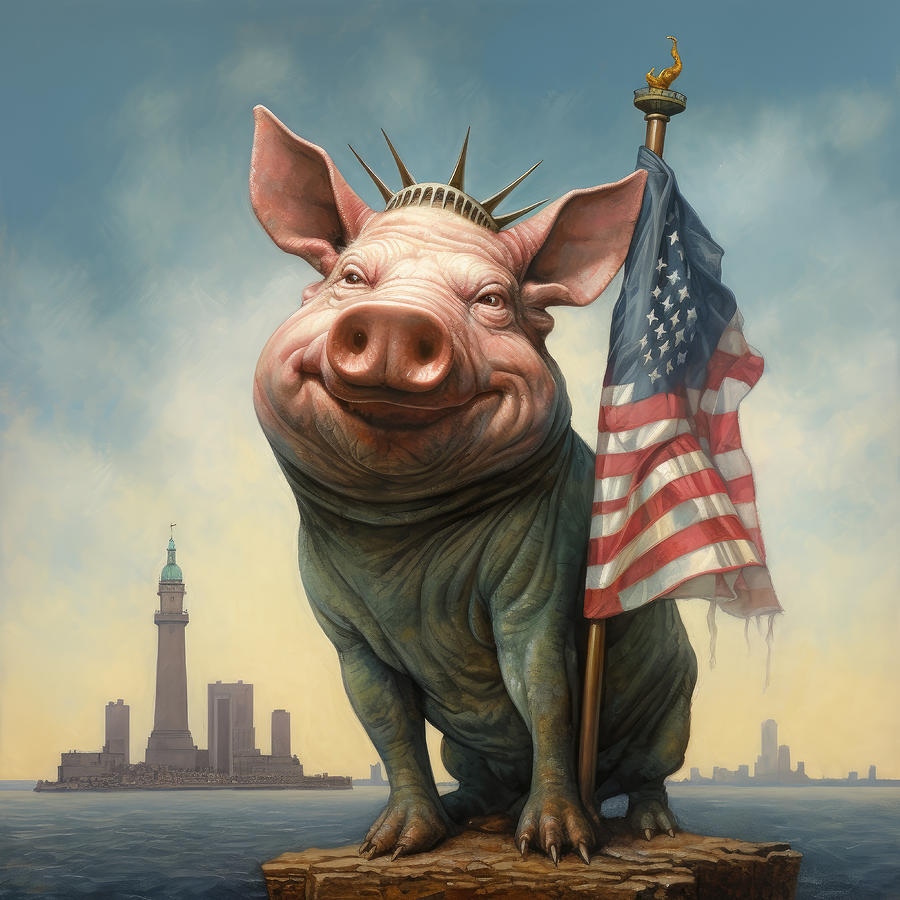Pig Painting - Pig for President by My Head Cinema