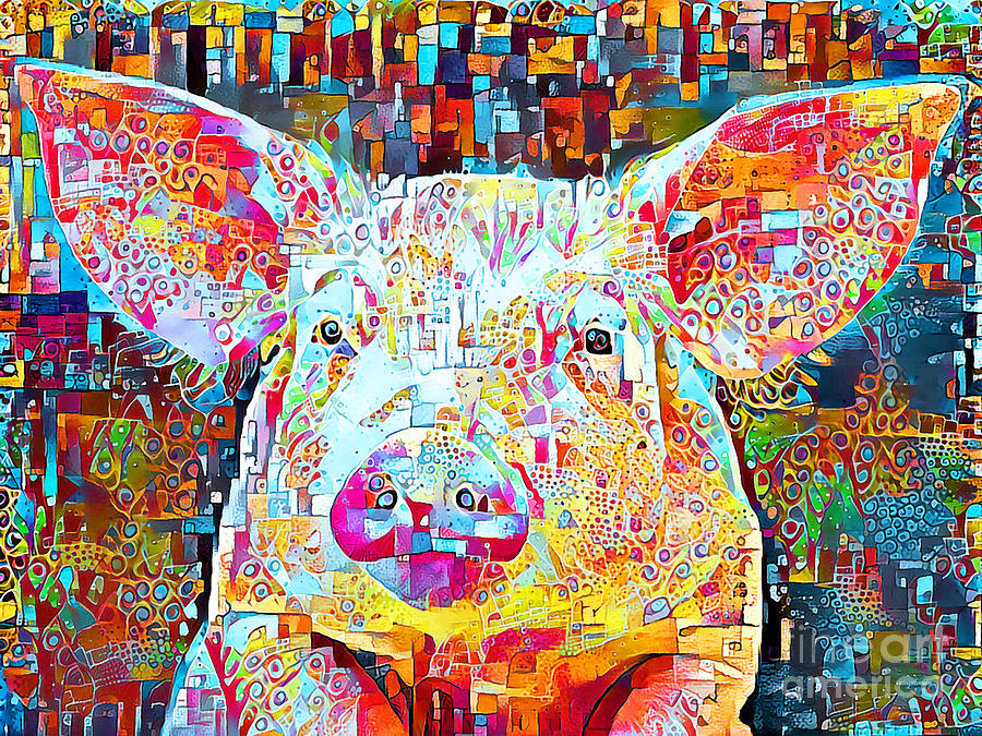Pig in Contemporary Vibrant Happy Color Motif 20200502 Photograph by Wingsdomain Art and Photography