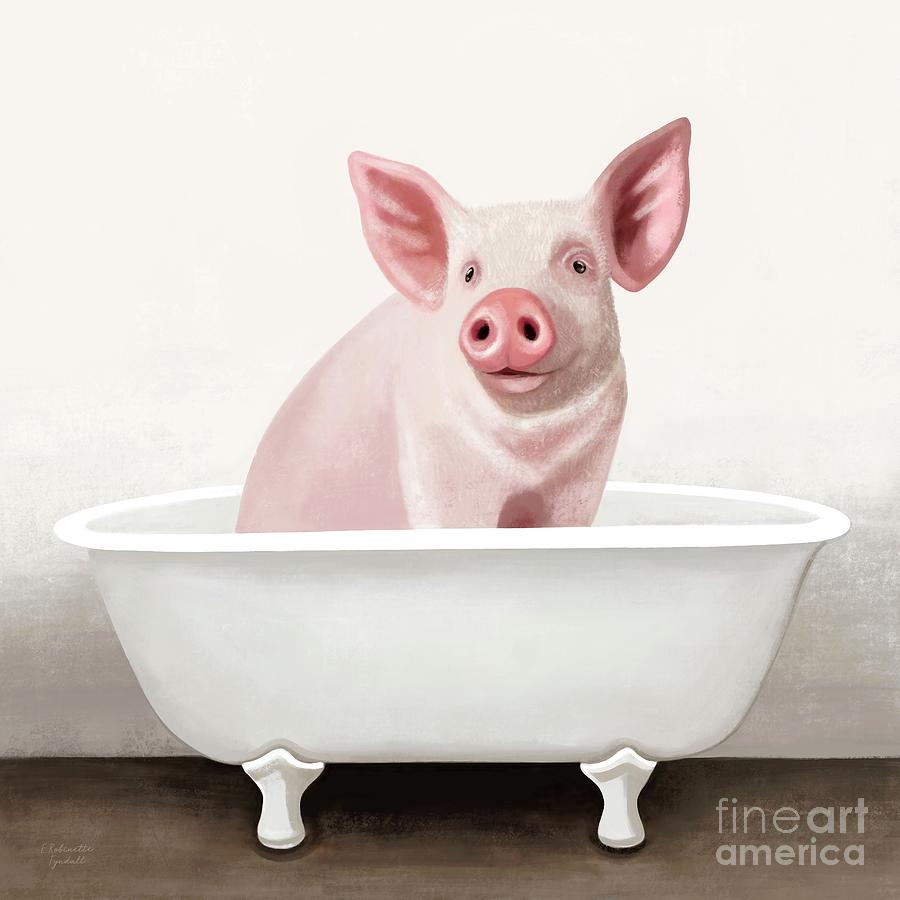 Pig in the Bathtub  Painting by Elizabeth Robinette Tyndall