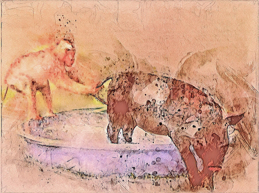 Pig Resists His Bath Time Digital Art by Deborah League