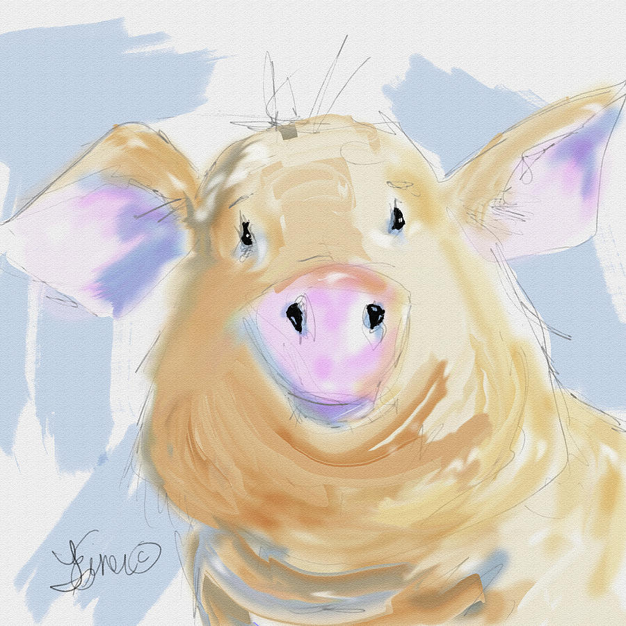Pig Watercolor Painting by Terri Einer
