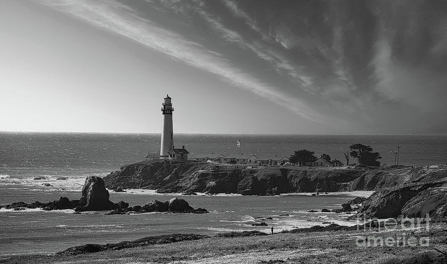 Pigeon Point Lighthouse BW California  Photograph by Chuck Kuhn