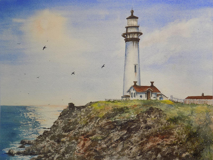 Pigeon Point Lighthouse Half Moon Bay California Painting by Paula ...