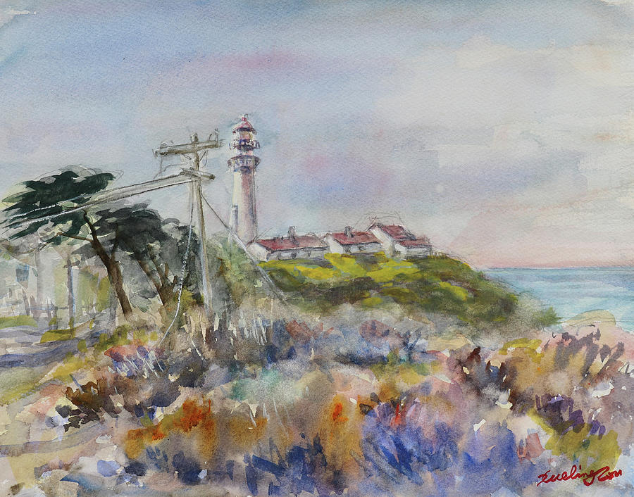 Pigeon Point Lighthouse II Pescadero California Painting by Xueling Zou