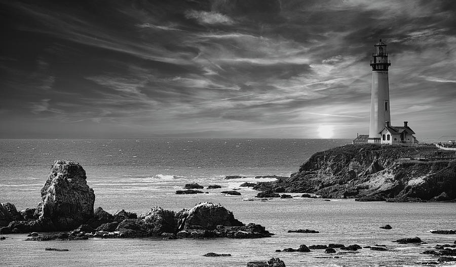 Inspirational Photograph - Pigeon Point Lighthouse Pescadero California Blackwhite  by Chuck Kuhn