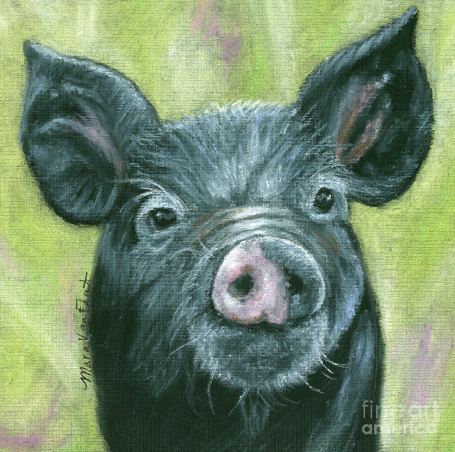 Piggie Painting by Mara Van Fleet