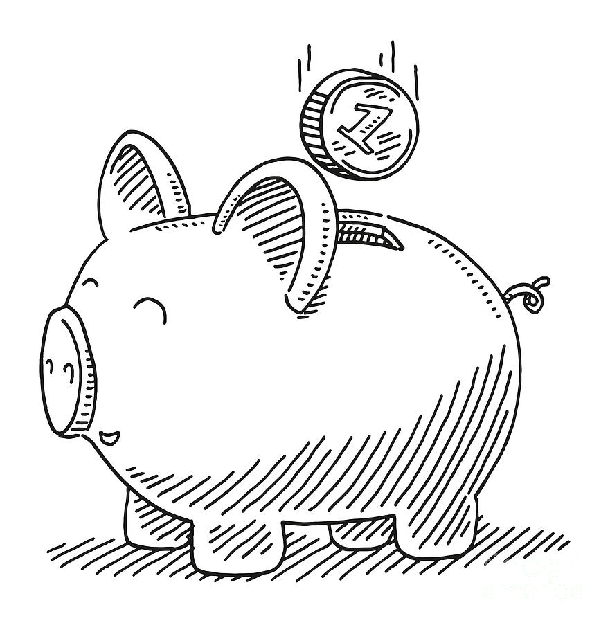 Piggy Bank Savings Symbol Drawing Drawing by Frank Ramspott - Fine Art ...