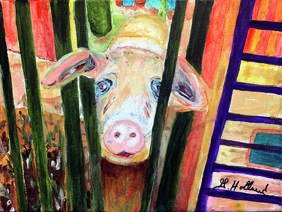  Curious Piggy Painting by Genevieve Holland