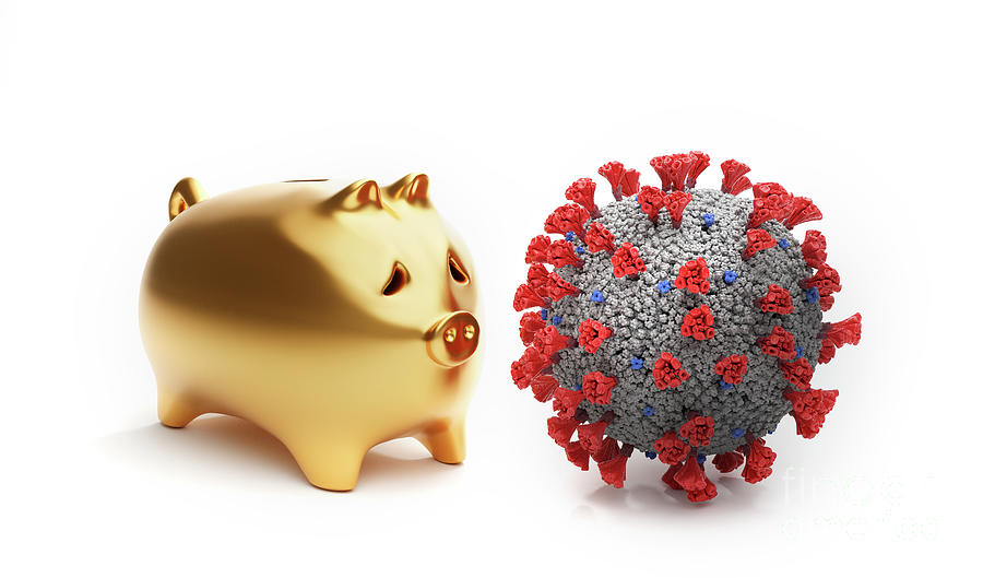 Piggybank Against Coronavirus Covid-19 . Financial And Savings Crisis. Photograph