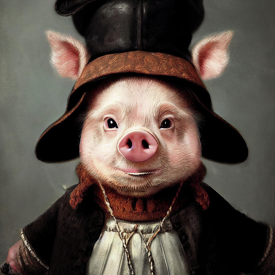 Piglet in a hat Digital Art by Lac Lac - Fine Art America