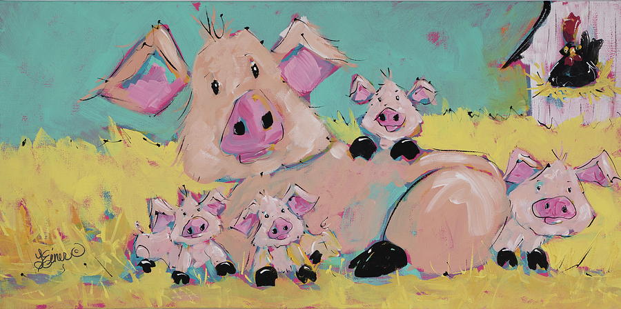 Piglet Playground Painting by Terri Einer