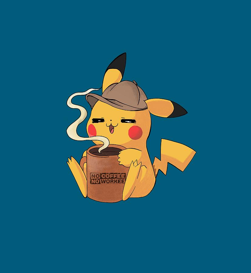 Pikachu coffee workee Digital Art by Andrea - Pixels