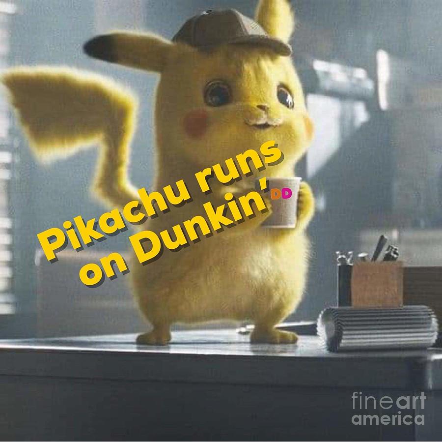 Pikachu Runs on Dunkin Digital Art by Elena Pratt