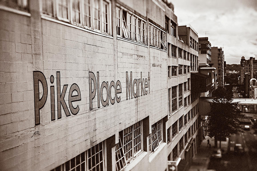 Pike Place Market - Sepia Photograph by Ian Good
