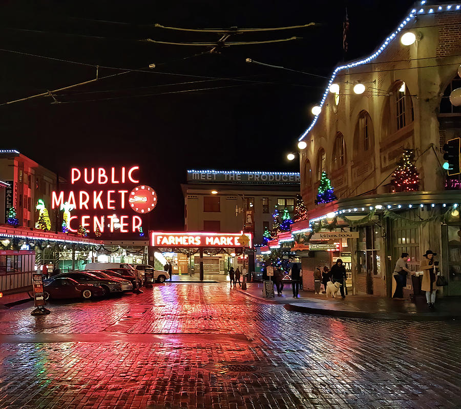 Pikes Market at Night  Photograph by Cathy Anderson