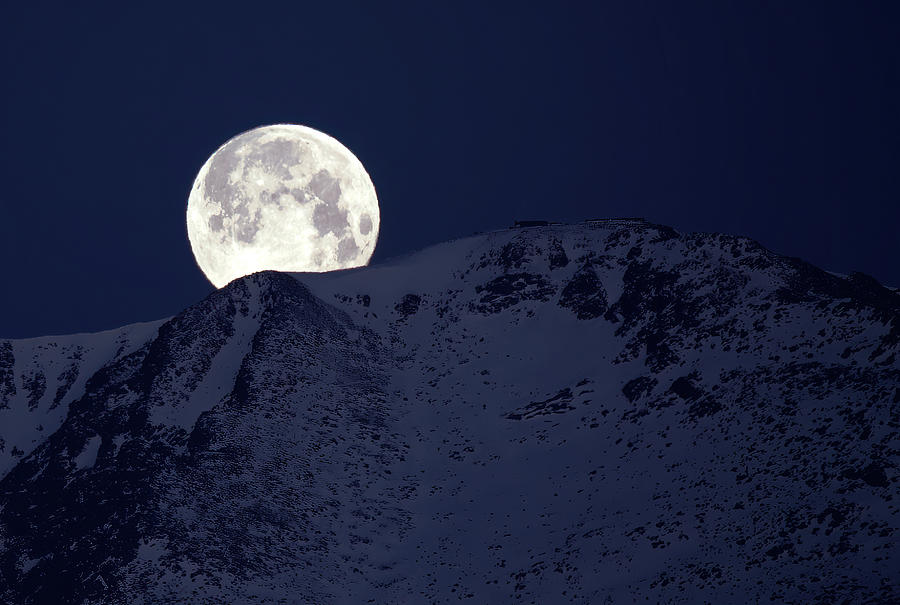 Pikes Peak Moonset Photograph by Bob Falcone