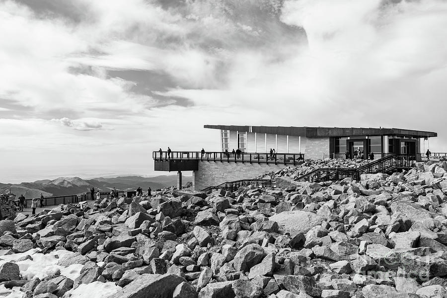Pikes Peak Summit Visitor Center Grayscale Photograph by Jennifer White