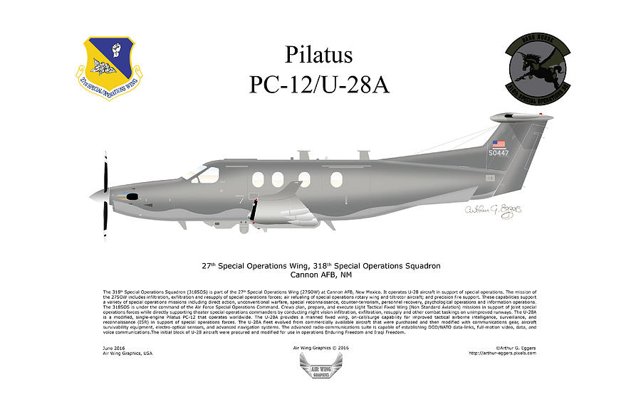Pilatus PC-12 U-28A Digital Art by Arthur Eggers
