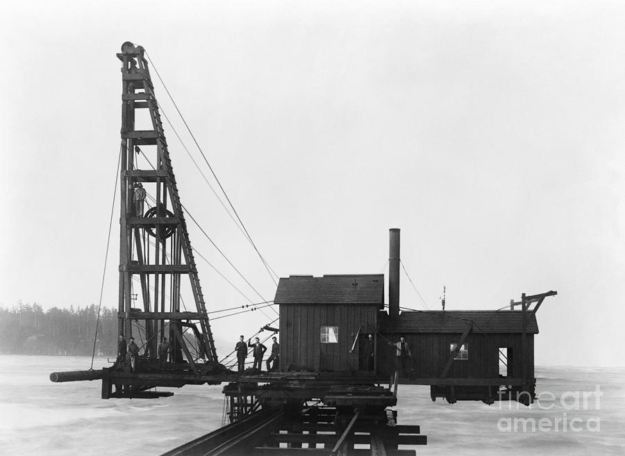PILE DRIVER, c1891 Photograph by Granger