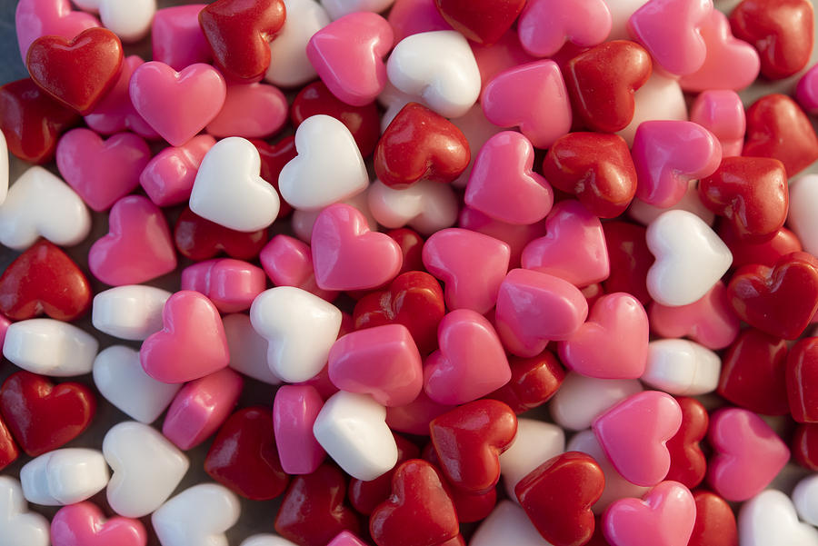 Pile of heart shaped candy Photograph by Jamie Grill