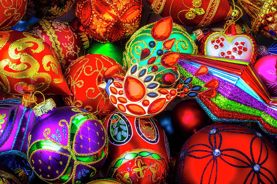Pile Of Wonderful Colored Ornaments Photograph by Garry Gay