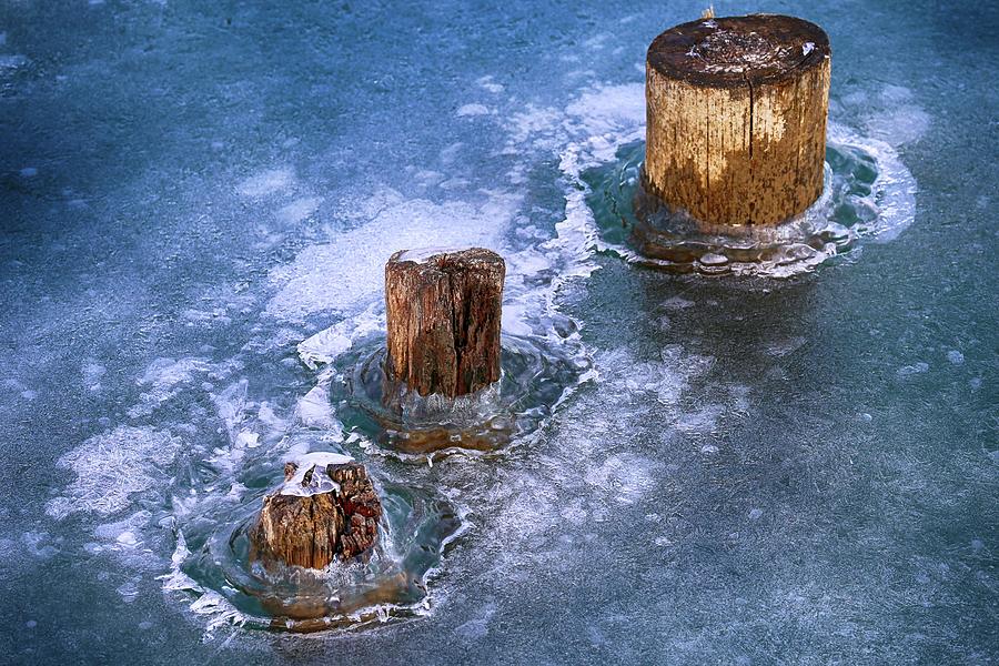 Pilings in Ice 2017 7 Photograph by Mary Bedy