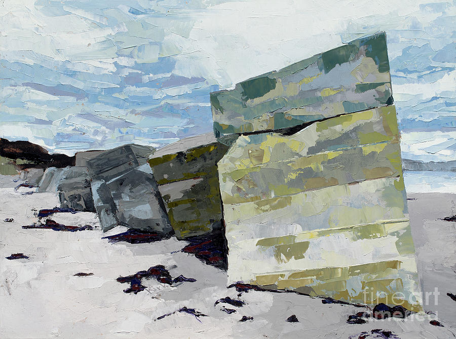Pill Boxes - Roseisle Beach, 2015 Painting by PJ Kirk