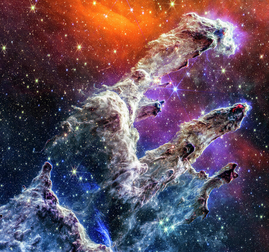 Pillars of Creation Eagle Nebula From NASA James Webb Space Telescope Photograph by Carol Japp