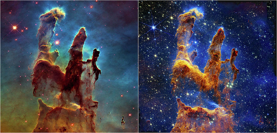 Pillars Of Creation - Hubble And Webb Captures Photograph By Ram ...