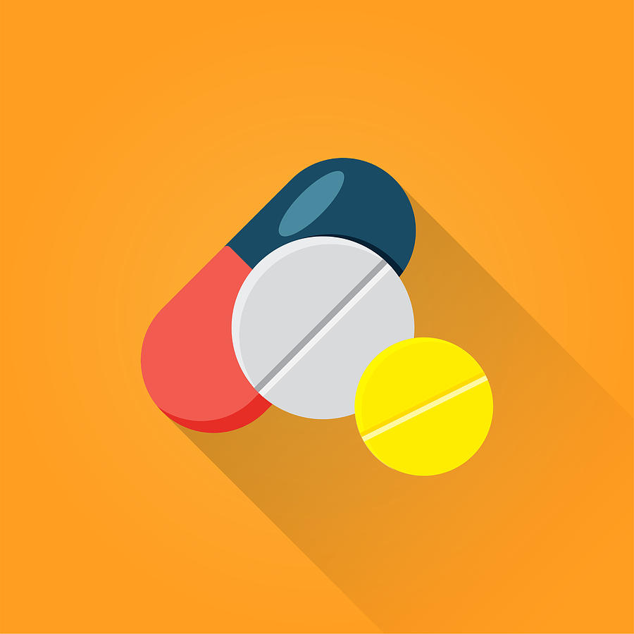 Pills Flat Icon Drawing by Enis Aksoy