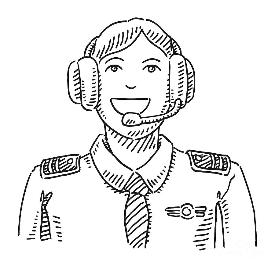 Pilot Occupation Portrait Drawing Drawing by Frank Ramspott Fine Art