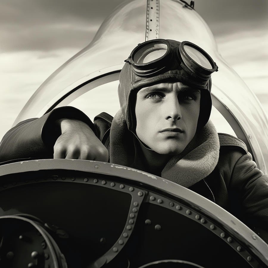 Pilot Posing in Vintage Airplane Fuselage Digital Art by YoPedro - Fine ...