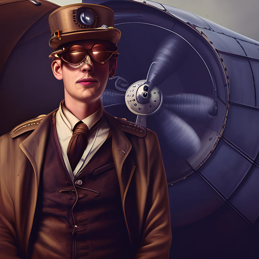 Goggle Mixed Media - Pilot WIlliard Steampunk by Lesa Fine