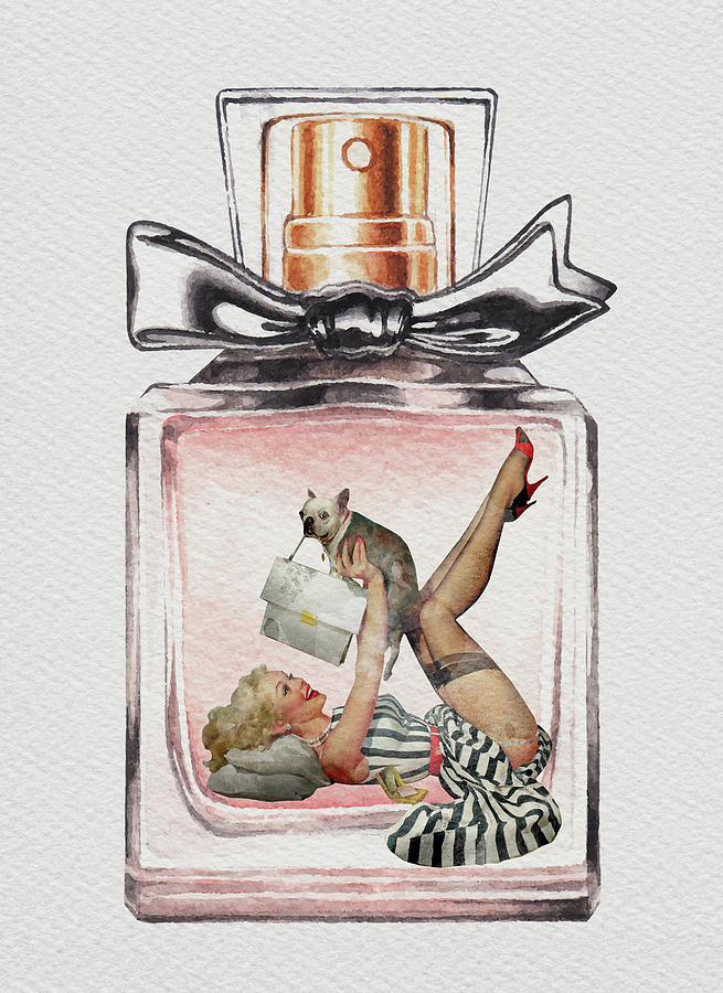 Pin up girl in perfume bottle by Mihaela Pater