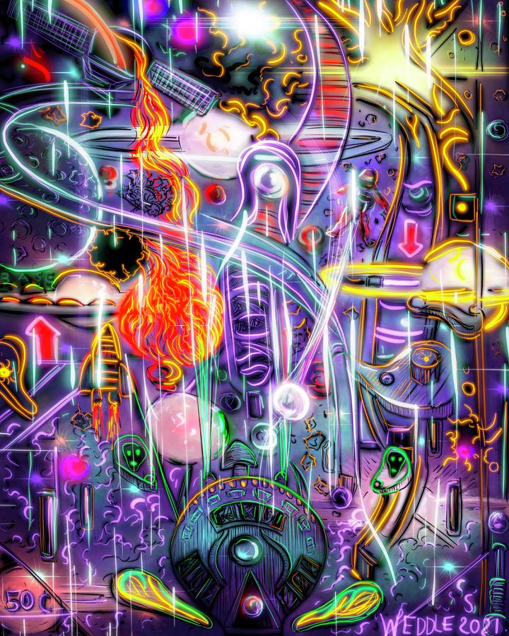 Pinball #1 Outer Limits Digital Art by Angela Weddle
