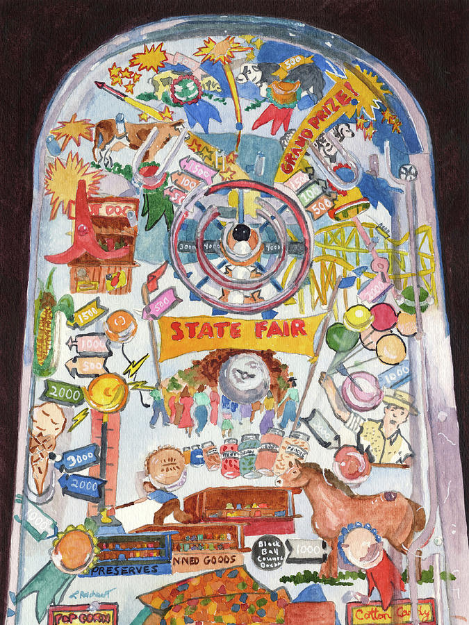 Pinball Game Painting by Lynne Reichhart