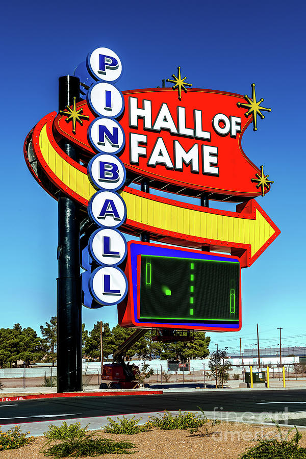 Pinball Hall Of Fame Sign Front Side View Photograph by Aloha Art