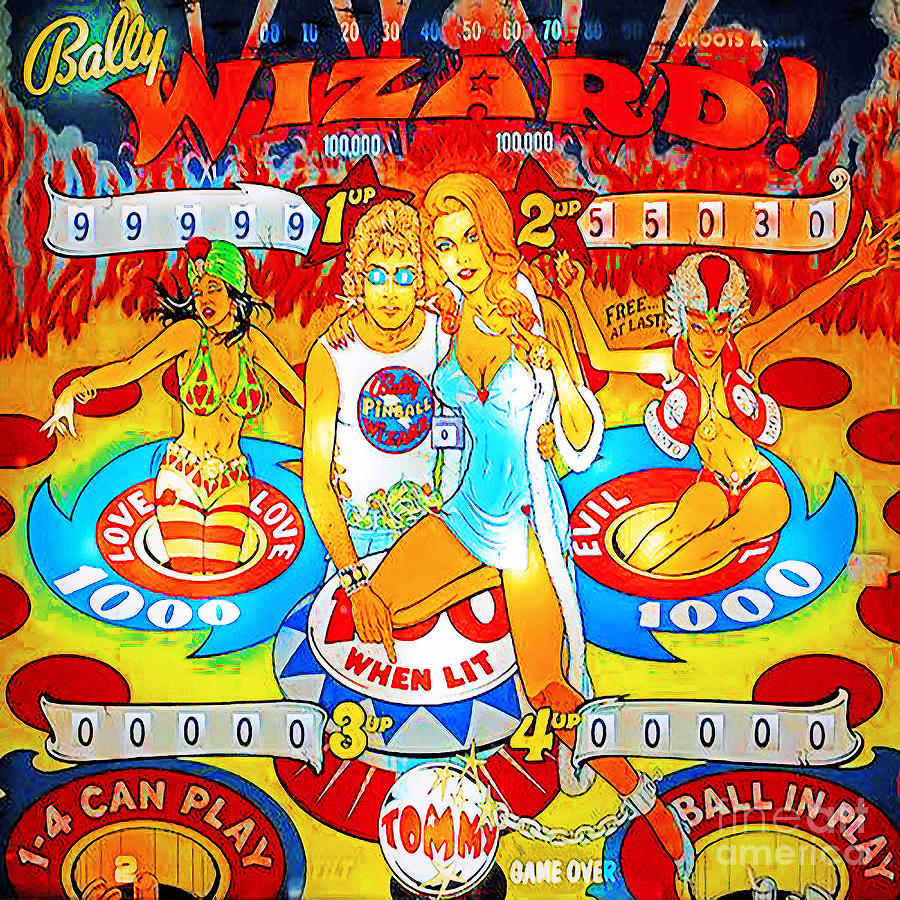 Magic Mixed Media - Pinball Wizard Arcade Nostalgia 20181220 square-z by Wingsdomain Art and Photography