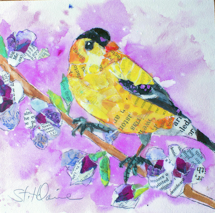 Finch Painting - Pinch of Gold Finch by Elizabeth St Hilaire