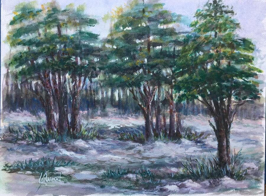 Pine Forest Painting by Laila Awad Jamaleldin